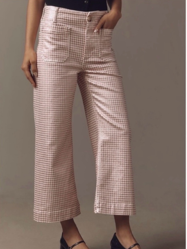 Maeve By Anthropologie Rose Gold Collette Wide-Leg Pants
